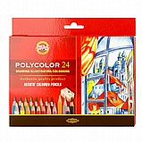 סט 24 עפרונות צבעוניים פוליכולור KOH-I-NOOR קופסת קרטון+ 2 עפרונות ומחדד מתנה סט 24 עפרונות צבעוניים פוליכולור KOH-I-NOOR קופסת קרטון+ 2 עפרונות ומחדד מתנה